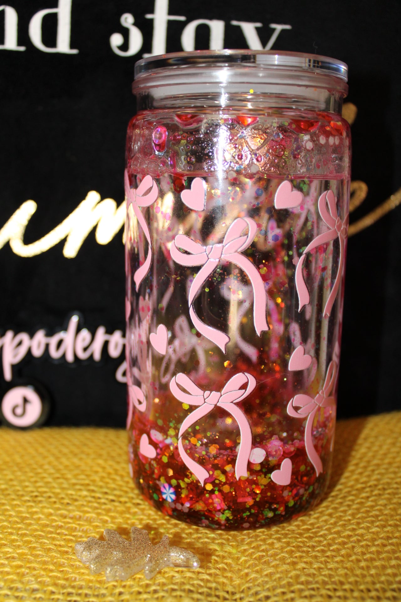 16 oz Org-Pink Bow Tumbler