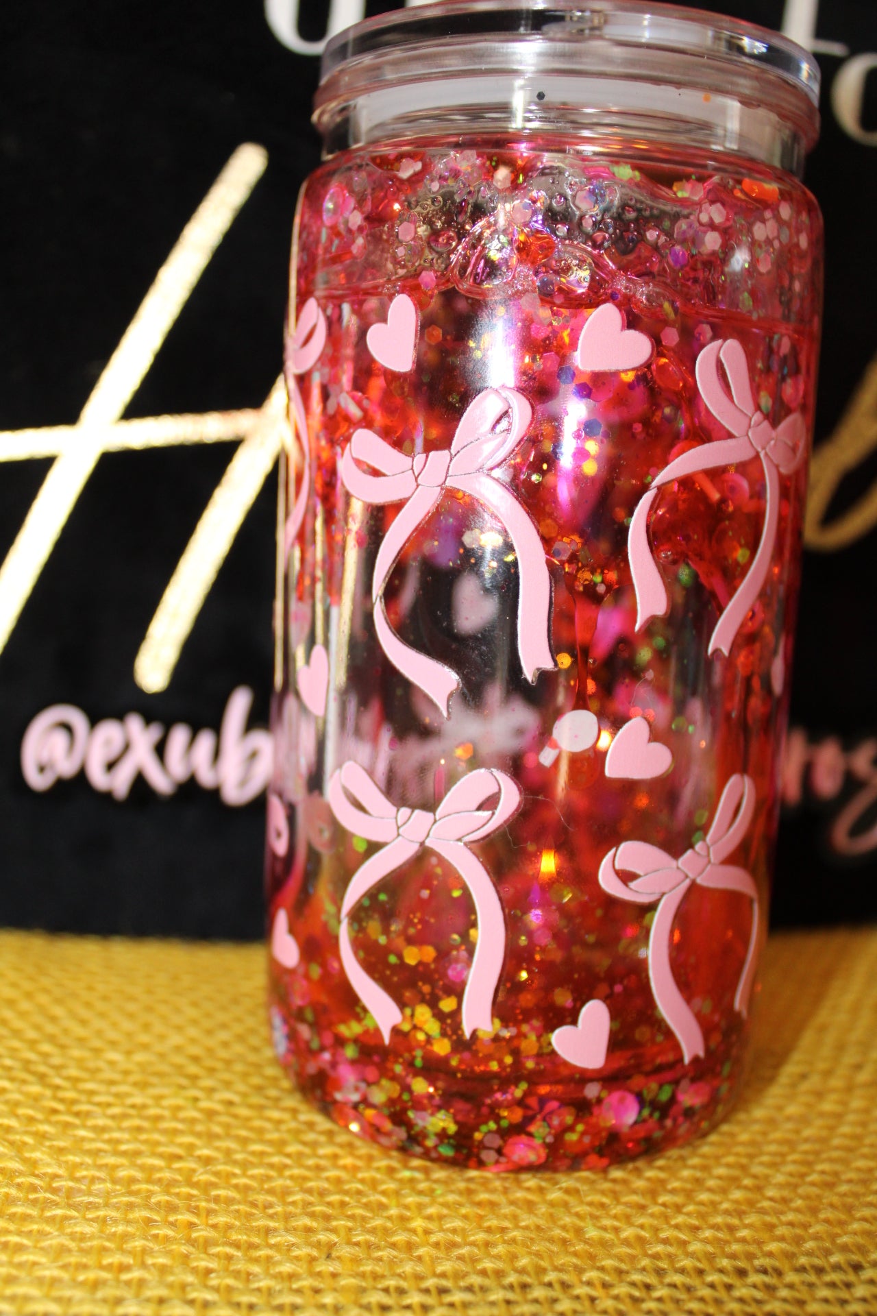 16 oz Org-Pink Bow Tumbler