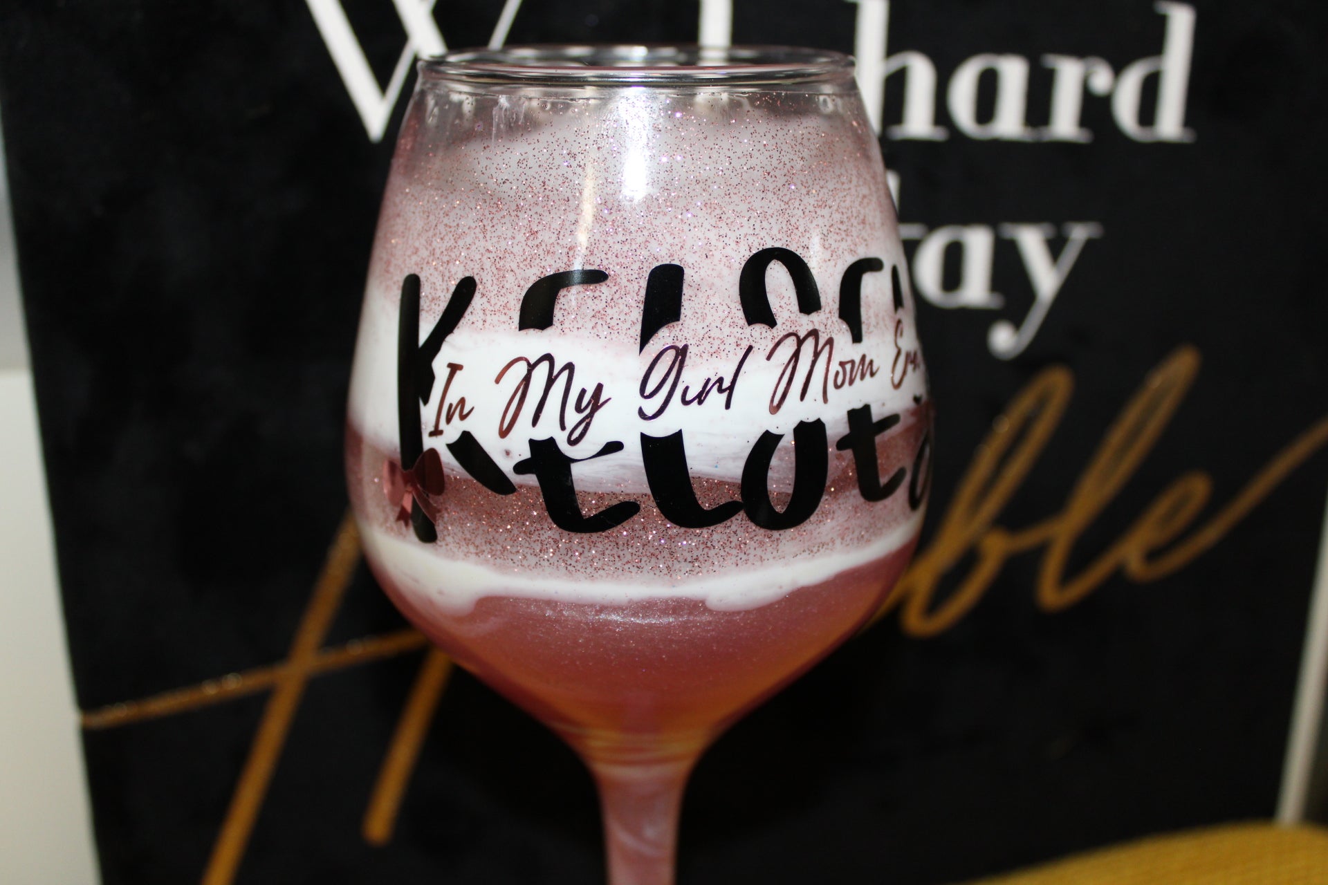 Personalized Wine Stem "In My Girl Mom Era"