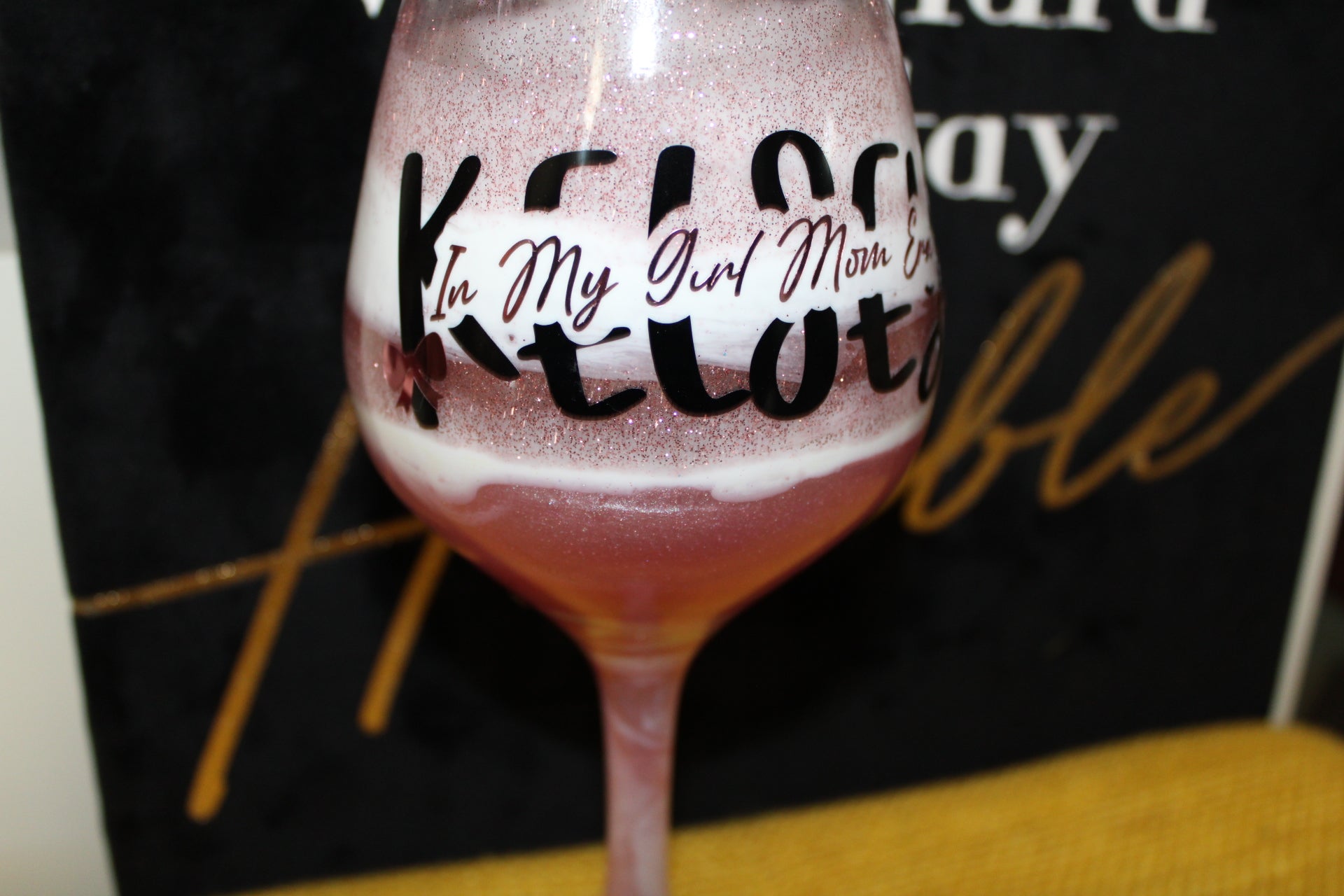 Personalized Wine Stem "In My Girl Mom Era"