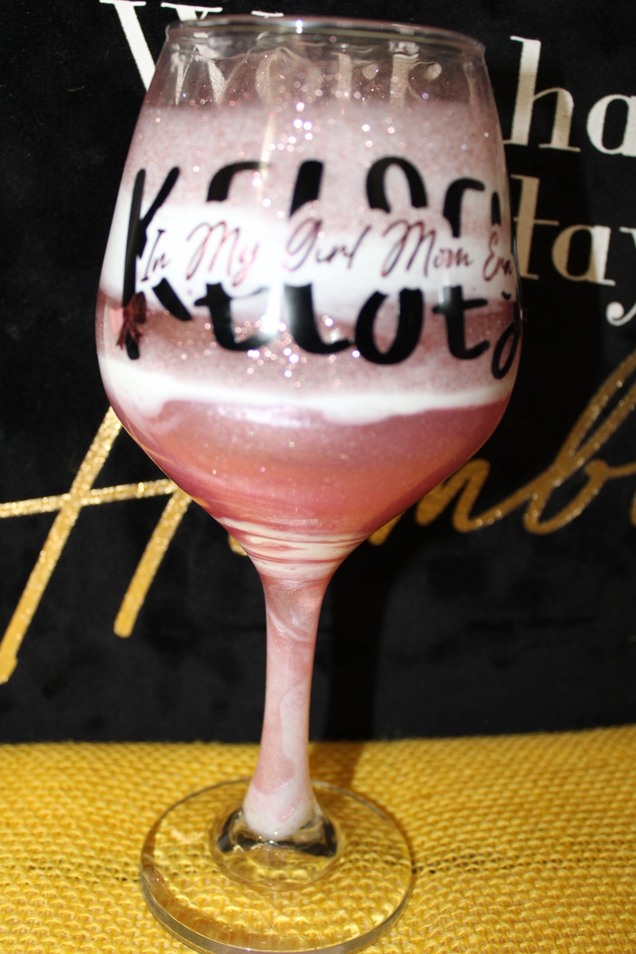 Personalized Wine Stem "In My Girl Mom Era"