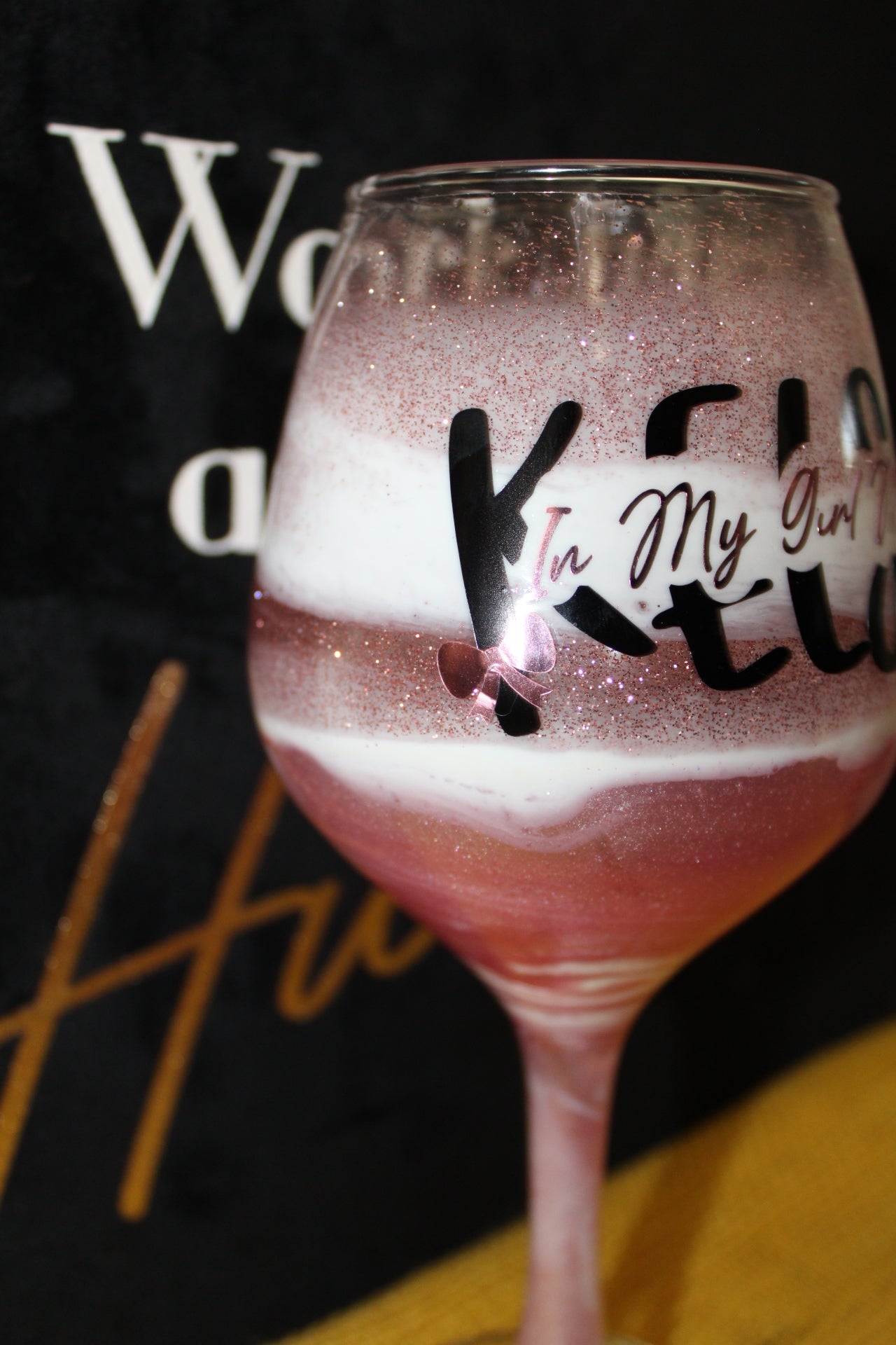 Personalized Wine Stem "In My Girl Mom Era"
