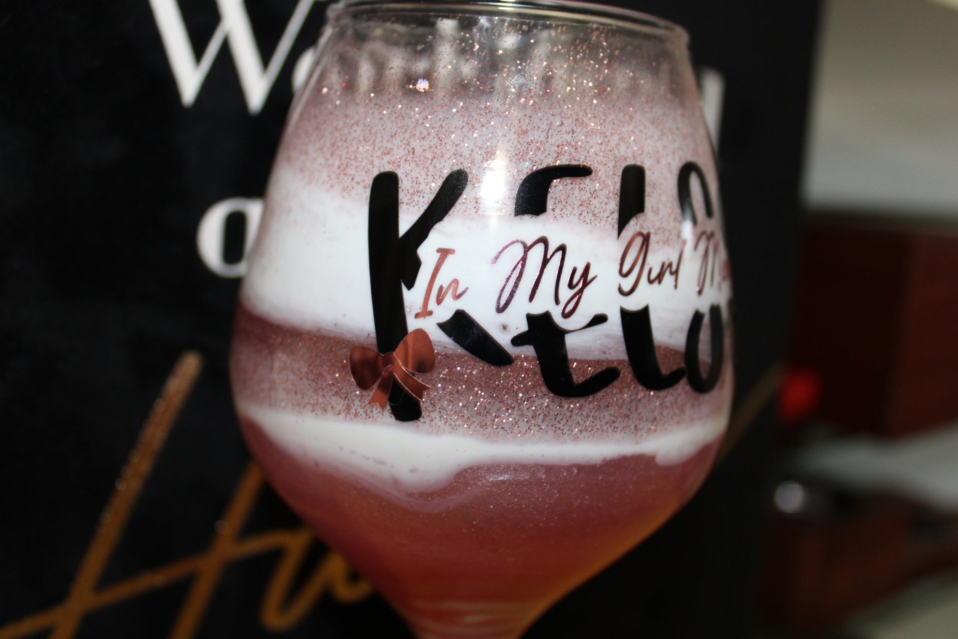 Personalized Wine Stem "In My Girl Mom Era"