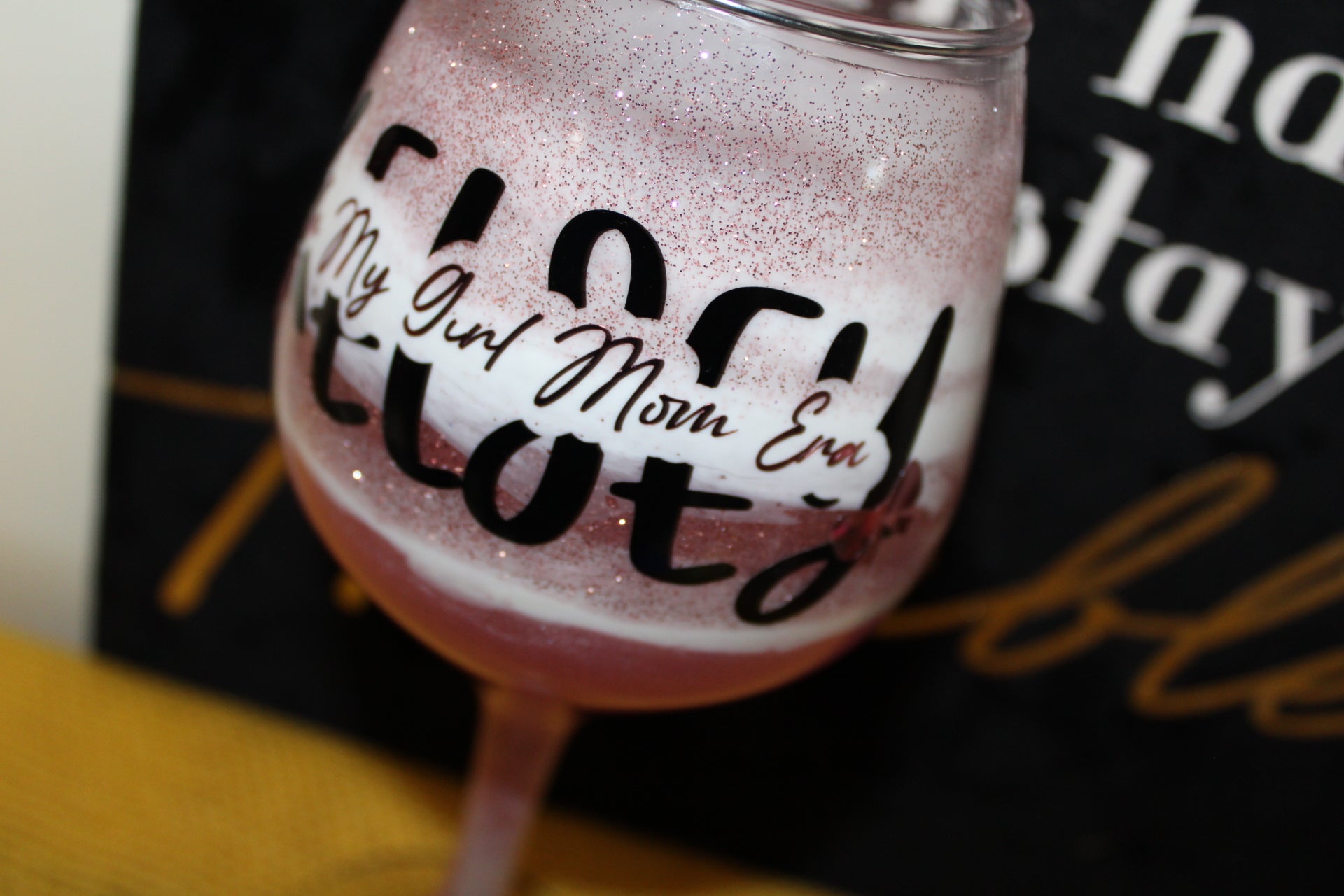 Personalized Wine Stem "In My Girl Mom Era"