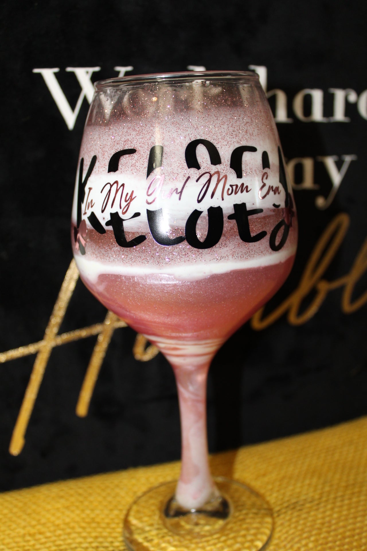 Personalized Wine Stem "In My Girl Mom Era"