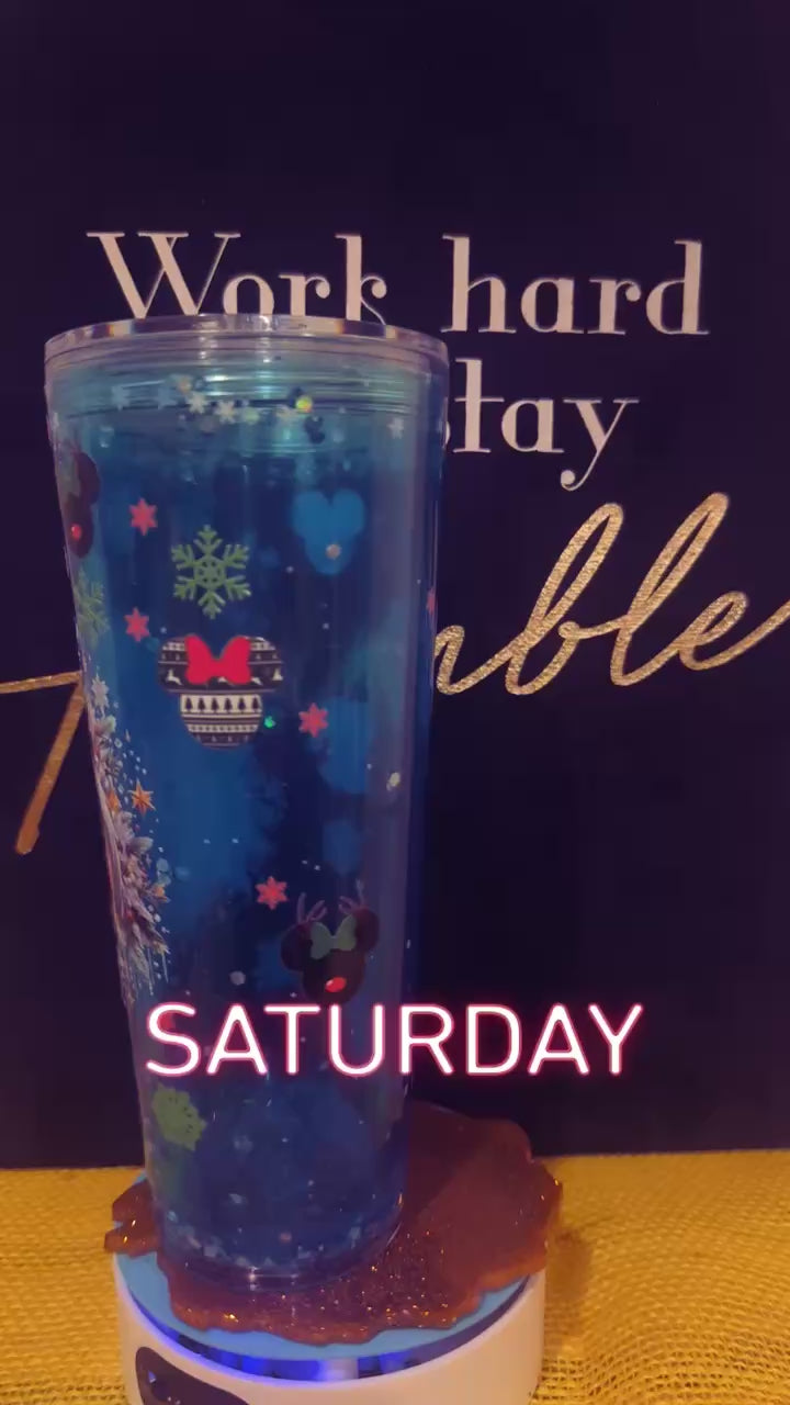 24 oz Christmas Blue Tumbler